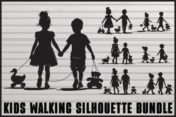Kids Walking Silhouette Bundle Review