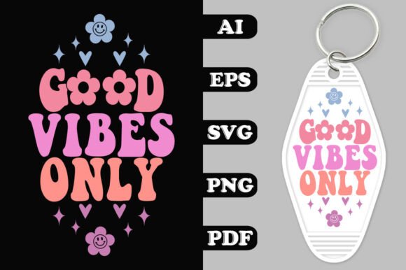 Retro Good Vibes Only Design with Flower